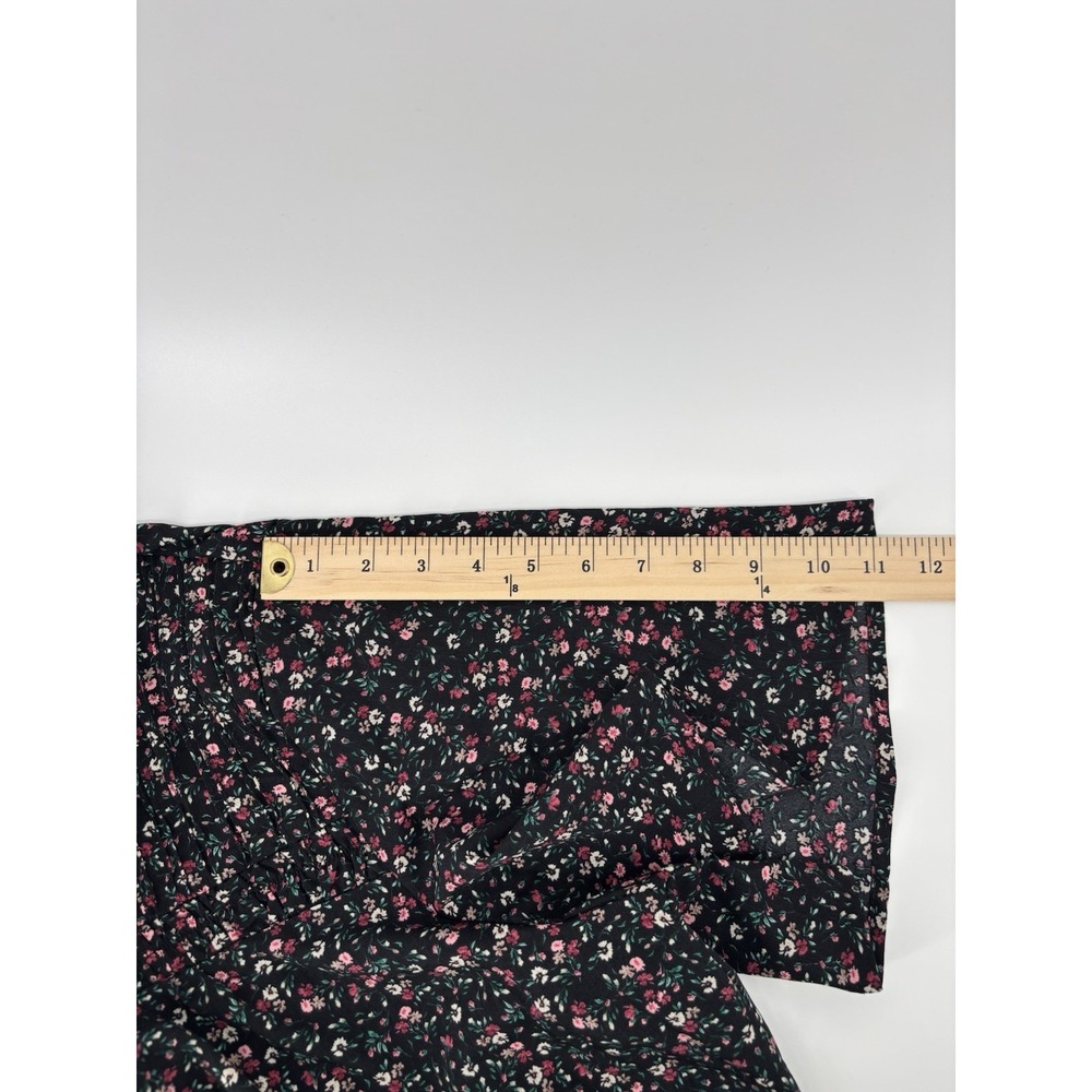 Bloom‎ Chic Shirt Black Floral Flowy Sleeves Ruched Women's Plus Size 18/20 - Picture 9 of 10